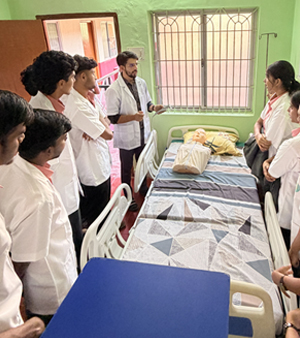 Students receiving practical clinical training at the in-house hospital